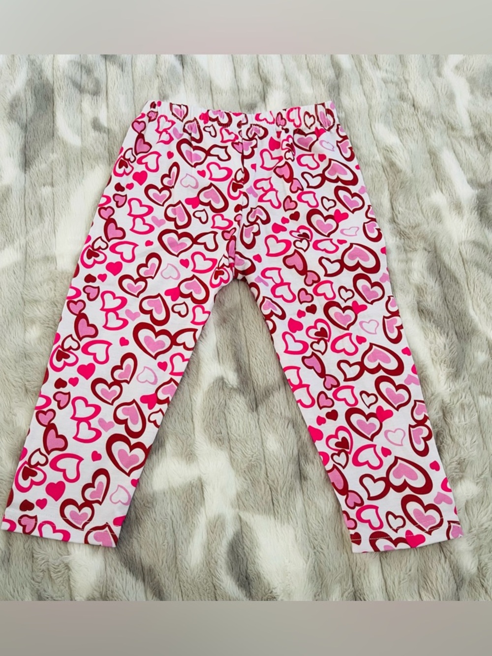PatPat Pink and Red Heart Print Kids Leggings